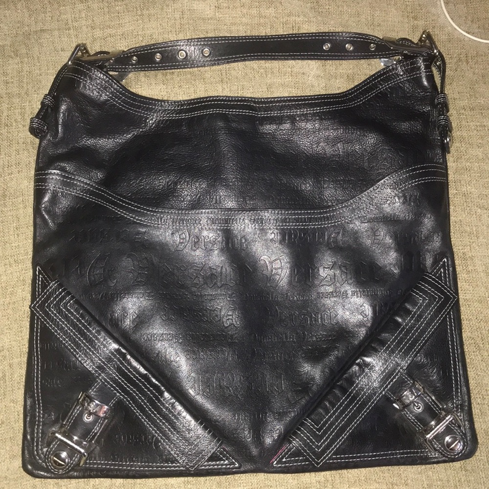 VERSACE Leather over shoulder Bag Tote Purse Italy
